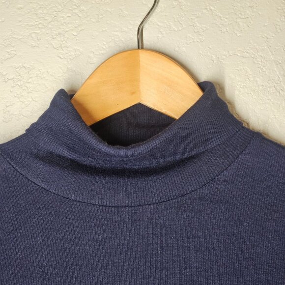 NWT, Modal Comfy Super Soft Layered, Gap Long Sleeve Mock Neck Top Navy Ribbed K - Picture 2 of 11